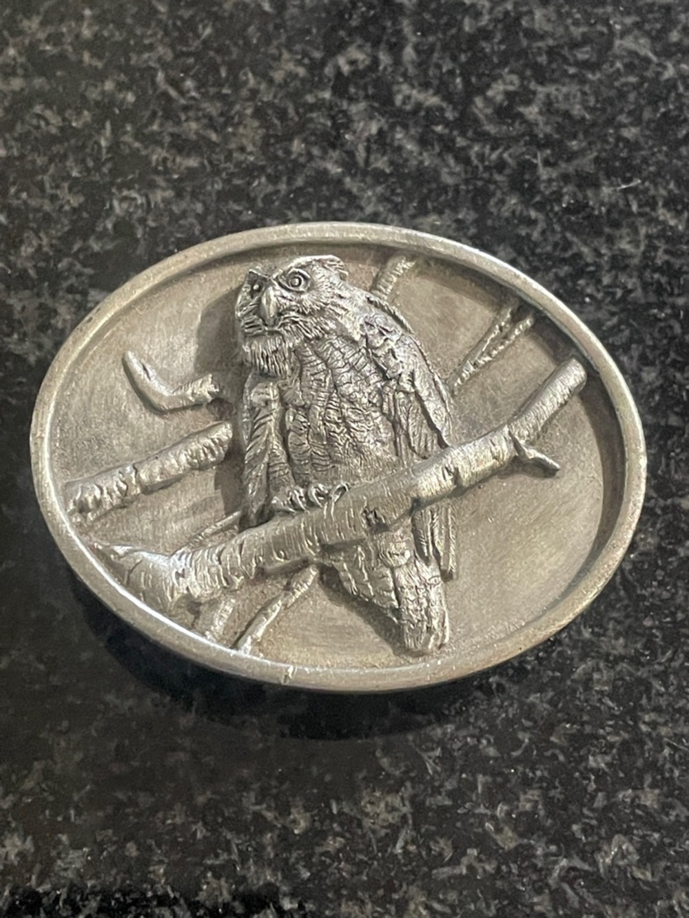 Silver Brass Owl Decorative Belt Buckle